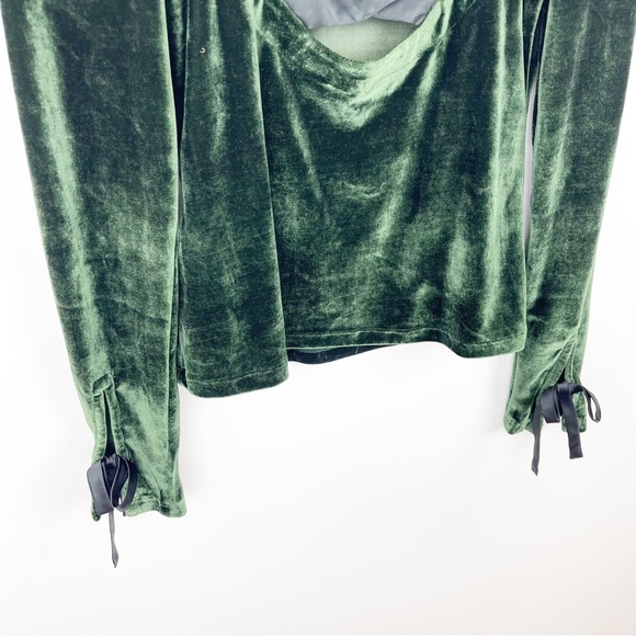 Anthropologie Dark Green Open-Back Velvet Top Size Extra Small - Picture 6 of 10